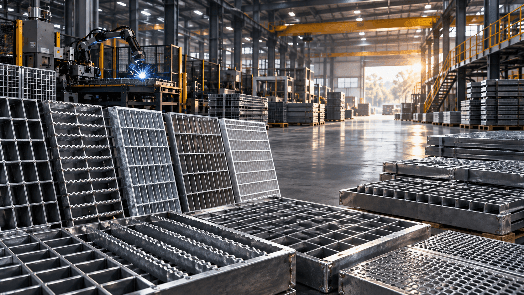 Industrial gratings including plain, serrated and heavy-duty grating products